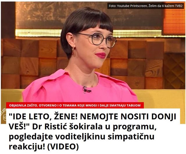 “IDE LETO, ŽENE! NEMOJTE NOSITI DONJI VEŠ!” Dr Ristić šokirala u programu, pogledajte voditeljkinu simpatičnu reakciju! (VIDEO)