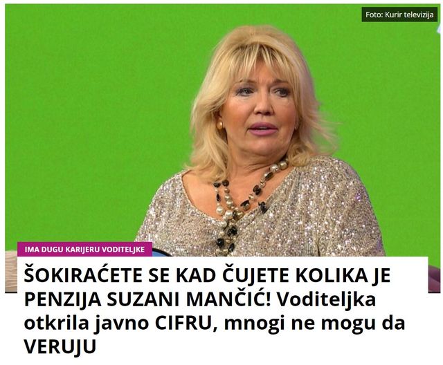 ŠOKIRAĆETE SE KAD ČUJETE KOLIKA JE PENZIJA SUZANI MANČIĆ! Voditeljka otkrila javno CIFRU, mnogi ne mogu da VERUJU