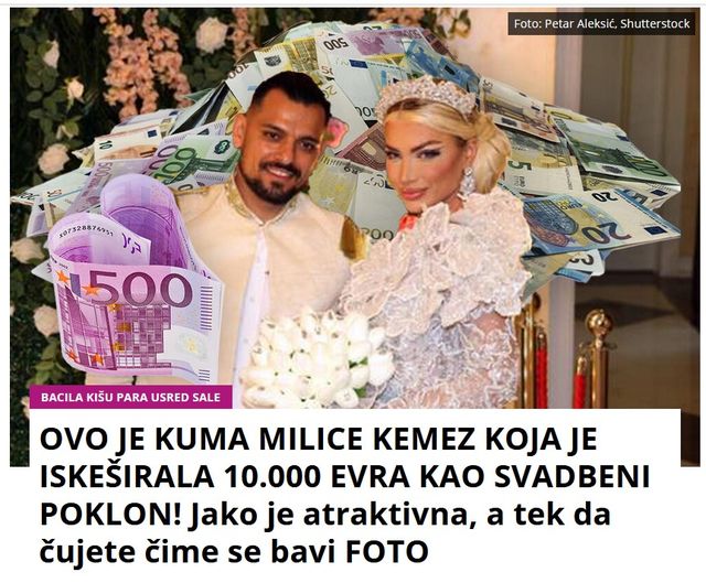 OVO JE KUMA MILICE KEMEZ KOJA JE ISKEŠIRALA 10.000 EVRA KAO SVADBENI POKLON! Jako je atraktivna, a tek da čujete čime se bavi FOTO