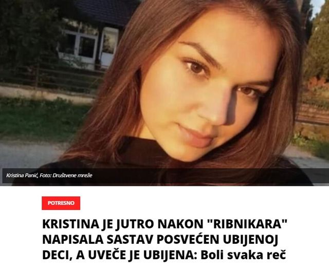 KRISTINA JE JUTRO NAKON “RIBNIKARA” NAPISALA SASTAV POSVEĆEN UBIJENOJ DECI, A UVEČE JE UBIJENA: Boli svaka reč