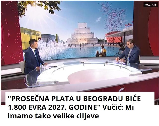 “PROSEČNA PLATA U BEOGRADU BIĆE 1.800 EVRA 2027. GODINE” Vučić: Mi imamo tako velike ciljeve