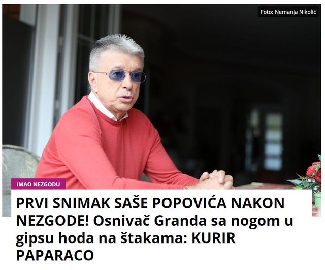 PRVI SNIMAK SAŠE POPOVIĆA NAKON NEZGODE! Osnivač Granda sa nogom u gipsu hoda na štakama: KURIR PAPARACO