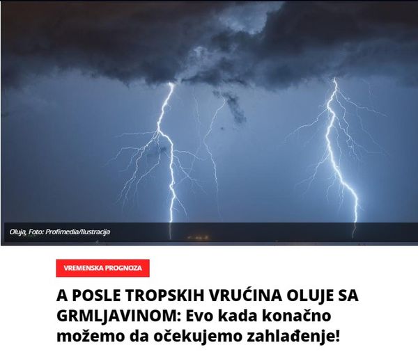 A POSLE TROPSKIH VRUĆINA OLUJE SA GRMLJAVINOM: Evo kada konačno možemo da očekujemo zahlađenje!