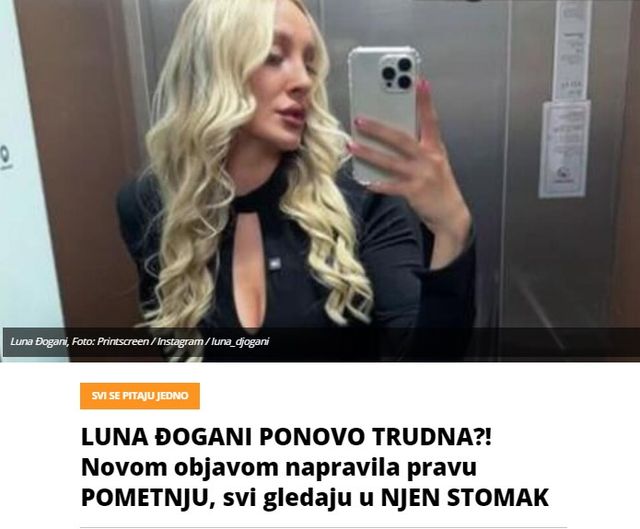 LUNA ĐOGANI PONOVO TRUDNA?! Novom objavom napravila pravu POMETNJU, svi gledaju u NJEN STOMAK