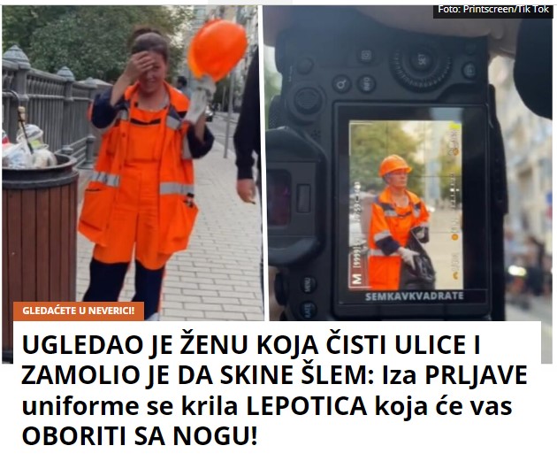 UGLEDAO JE ŽENU KOJA ČISTI ULICE I ZAMOLIO JE DA SKINE ŠLEM: Iza PRLJAVE uniforme se krila LEPOTICA koja će vas OBORITI SA NOGU!