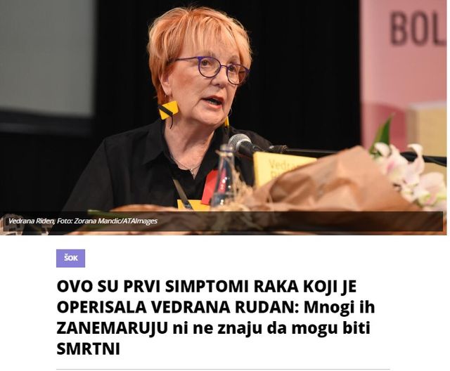 OVO SU PRVI SIMPTOMI RAKA KOJI JE OPERISALA VEDRANA RUDAN: Mnogi ih ZANEMARUJU ni ne znaju da mogu biti SMRTNI