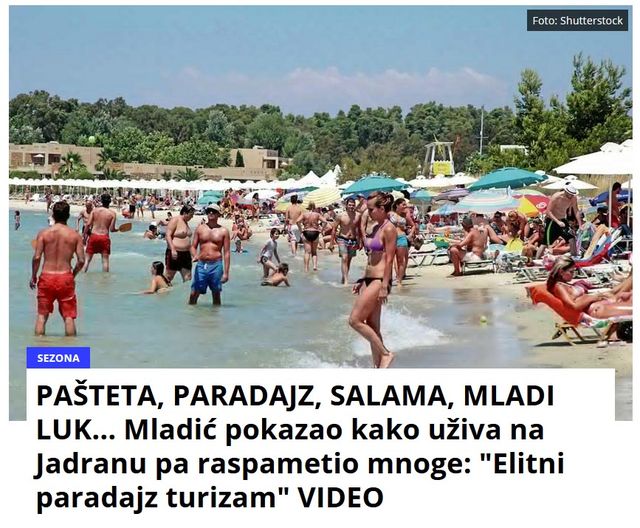 PAŠTETA, PARADAJZ, SALAMA, MLADI LUK… Mladić pokazao kako uživa na Jadranu pa raspametio mnoge: “Elitni paradajz turizam” VIDEO