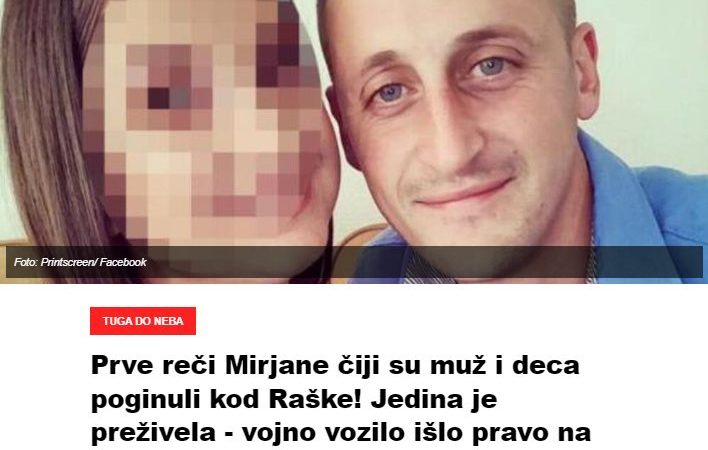 Prve reči Mirjane čiji su muž i deca poginuli kod Raške! Jedina je preživela – vojno vozilo išlo pravo na njih