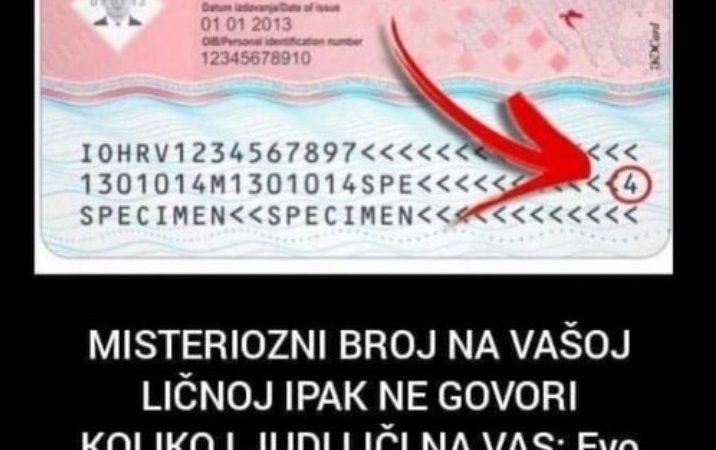 MISTERIOZNI BROJ NA VAŠOJ LIČNOJ IPAK NE GOVORI KOLIKO LJUDI LIČI NA VAS: Evo šta zapravo znači, RAZOČARAT ĆEMO VAS!