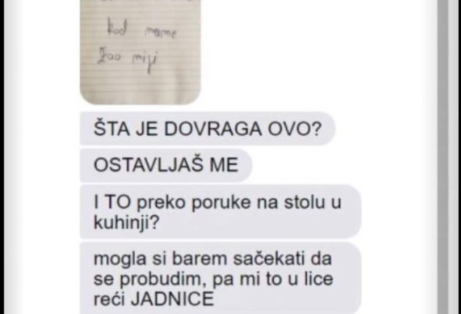 UŠAO SAM U KUHINJU I UGLEDAO ŽENINU PORUKU NA STOLU GDJE PIŠE DA ME OSTAVLJA: Pobjesnio sam, a onda mi je ovo NAPISALA, CRVENIM SE OD SRAMOTE