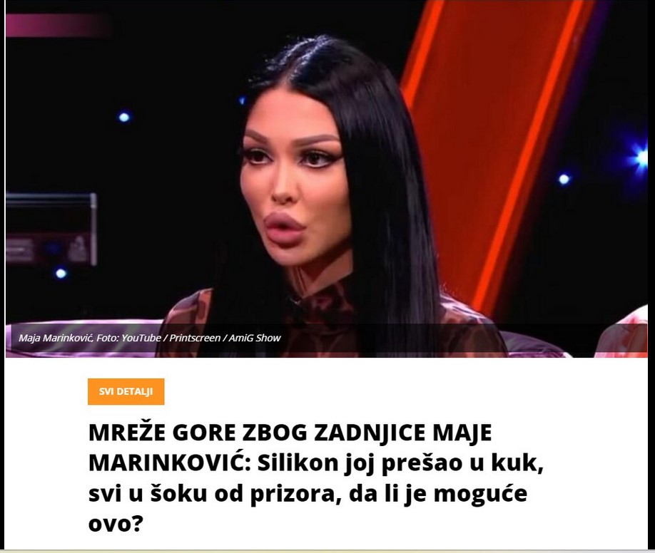 MREŽE GORE ZBOG ZADNJICE MAJE MARINKOVIĆ: Silikon joj prešao u kuk, svi u šoku od prizora, da li je moguće ovo?