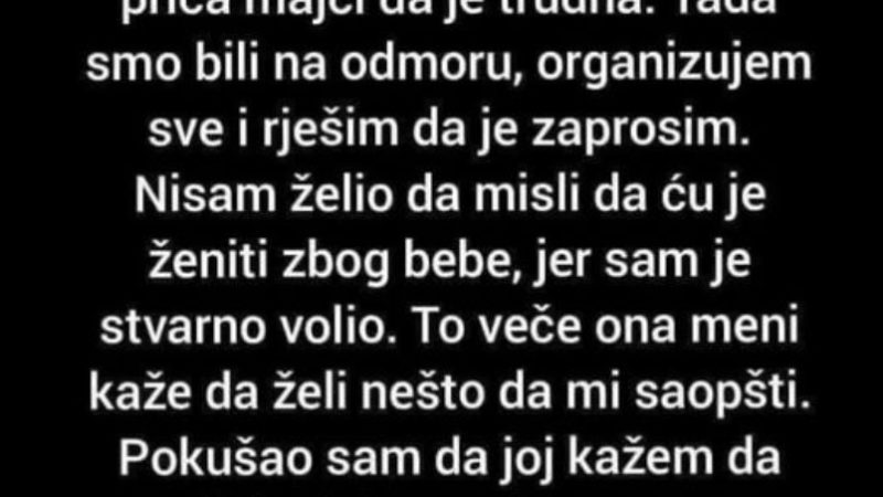 “Čuo sam slučajno svoju djevojku kako preko telefona priča majci da je trudna”