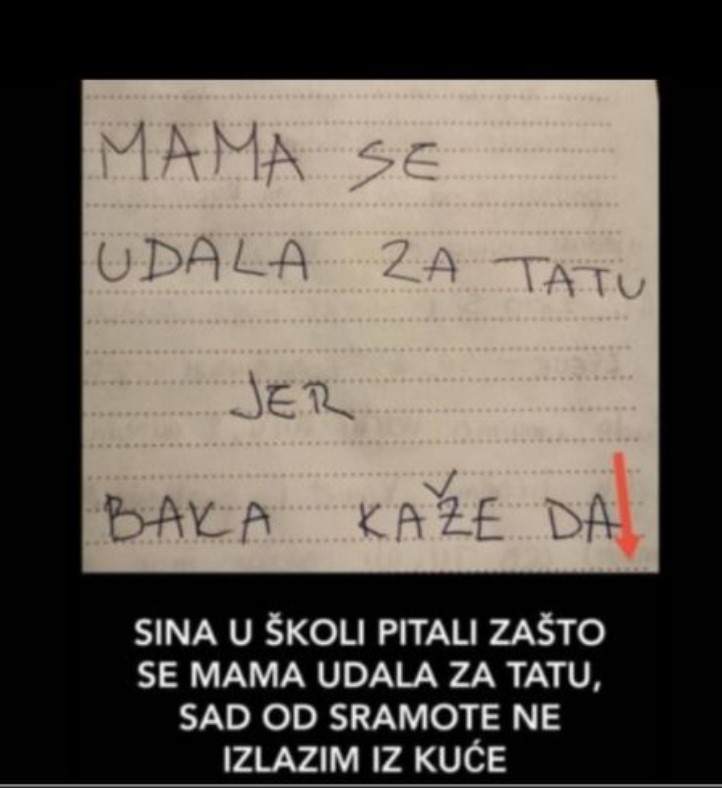 MOJ SIN JE U ŠKOLI TREBAO NAPISATI ZAŠTO SE MAMA UDALA ZA TATU: Kad sam pročitala njegov odgovor OD SRAMOTE VIŠE NE IZLAZIM IZ KUĆE