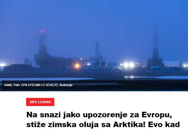 Na snazi jako upozorenje za Evropu, stiže zimska oluja sa Arktika! Evo kad će stići u naše krajeve, donosi sam led