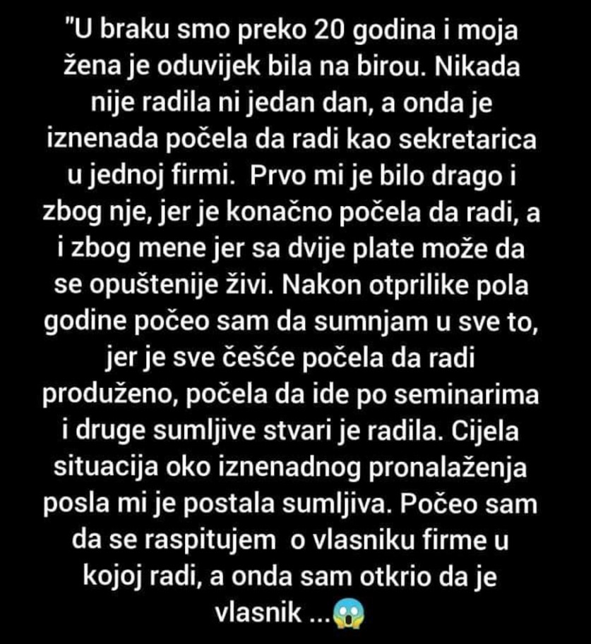 “U braku smo preko 20 godina i moja žena je oduvijek bila na burzi rada”