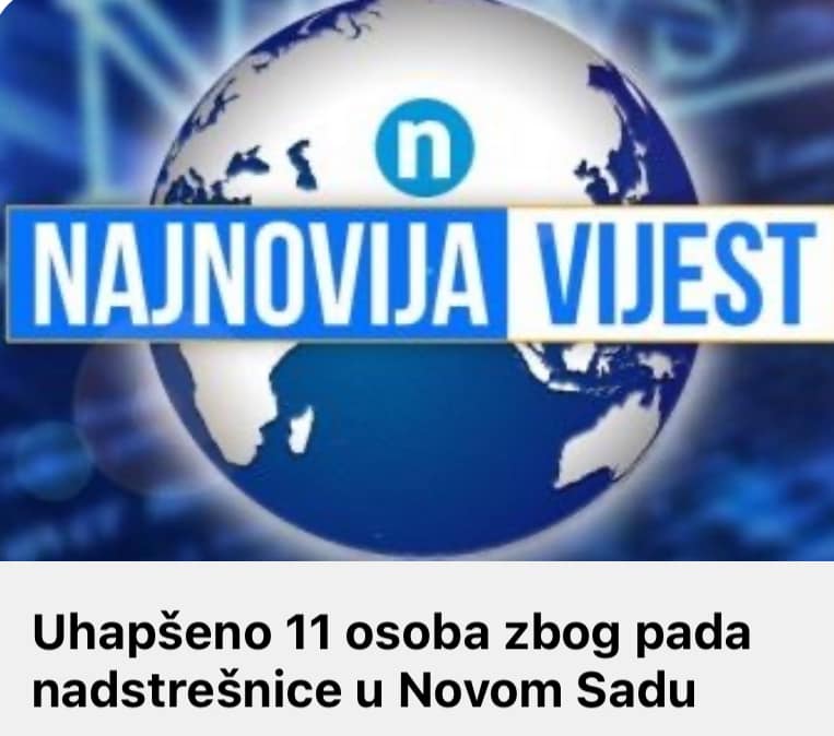 Uhapšeno 11 osoba zbog pada nadstrešnice u Novom Sadu