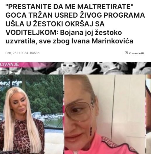 “PRESTANITE DA ME MALTRETIRATE” GOCA TRŽAN USRED ŽIVOG PROGRAMA UŠLA U ŽESTOKI OKRŠAJ SA VODITELJKOM: Bojana joj žestoko uzvratila, sve zbog Ivana Marinkovića