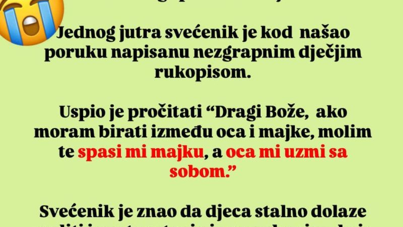 Svećenik je našao pismo koje je napisao dječak: Ove riječi su ga slomile