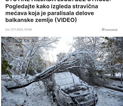 SNEG ZATRPAVA SVE PRED SOBOM, STOTINE HILJADA LJUDI BEZ STRUJE: Pogledajte kako izgleda stravična mećava koja je paralisala delove balkanske zemlje (VIDEO)