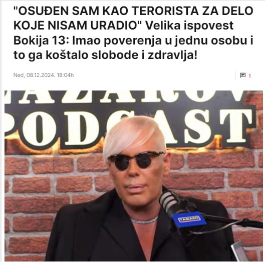 “OSUĐEN SAM KAO TERORISTA ZA DELO KOJE NISAM URADIO” Velika ispovest Bokija 13: Imao poverenja u jednu osobu i to ga koštalo slobode i zdravlja!