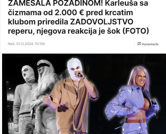 JK SE PRIBILA UZ DEVITA, PA ZAMEŠALA POZADINOM! Karleuša sa čizmama od 2.000 € pred krcatim klubom priredila ZADOVOLJSTVO reperu, njegova reakcija je šok (FOTO)