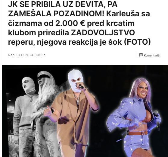 JK SE PRIBILA UZ DEVITA, PA ZAMEŠALA POZADINOM! Karleuša sa čizmama od 2.000 € pred krcatim klubom priredila ZADOVOLJSTVO reperu, njegova reakcija je šok (FOTO)