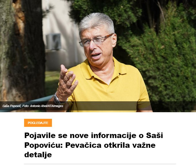 Pojavile se nove informacije o Saši Popoviću: Pevačica otkrila važne detalje