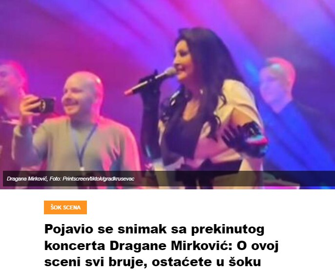 Pojavio se snimak sa prekinutog koncerta Dragane Mirković: O ovoj sceni svi bruje, ostaćete u šoku