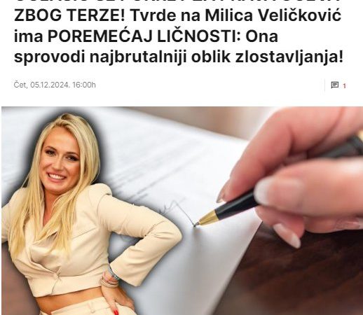 OGLASIO SE POKRET ZA PRAVA OČEVA ZBOG TERZE! Tvrde na Milica Veličković ima POREMEĆAJ LIČNOSTI: Ona sprovodi najbrutalniji oblik zlostavljanja!