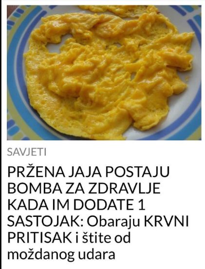 PRŽENA JAJA POSTAJU BOMBA ZA ZDRAVLJE KADA IM DODATE 1 SASTOJAK: Obaraju KRVNI PRITISAK i štite od moždanog udara