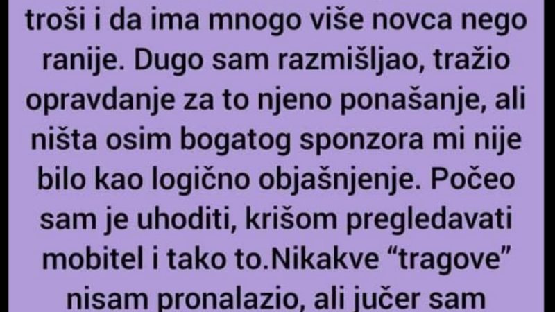 ”Prije mjesec dana sam počeo sumnjati da me žena vara”